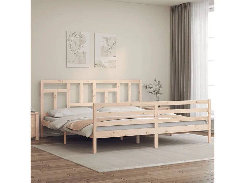 Massivholzbett mit Kopfteil 200x200 cm