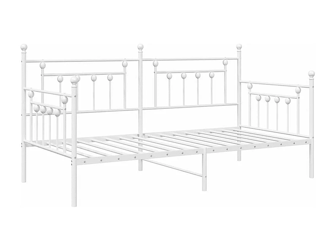 Tagesbettrahmen mit Kopfteil Weiß 107 x 203 cm Stahl