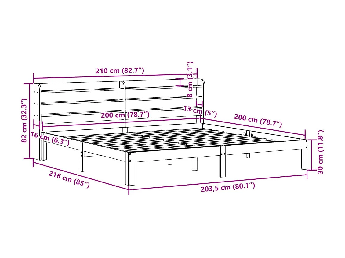 Estructura de cama con cabecero sin colchón blanco 200x200 cm