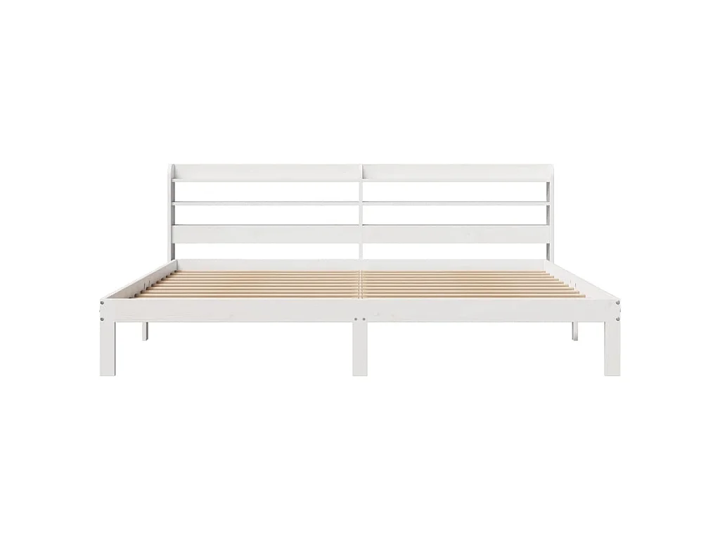 Cadre de lit avec tête de lit sans matelas blanc 200x200 cm