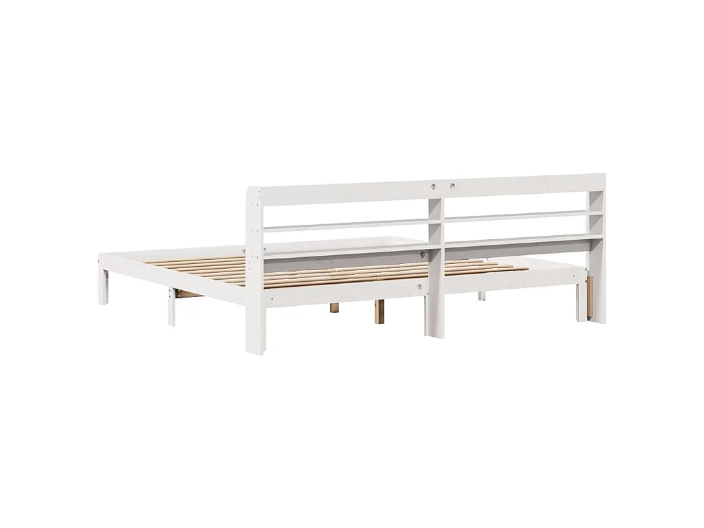Cadre de lit avec tête de lit sans matelas blanc 200x200 cm