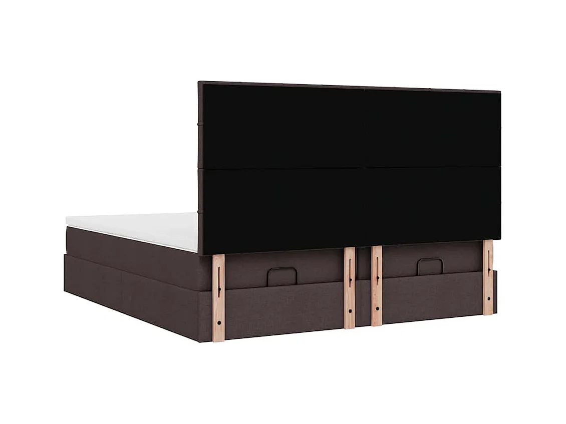 Cadre de lit ottoman avec matelas marron foncé 200x200 cm tissu