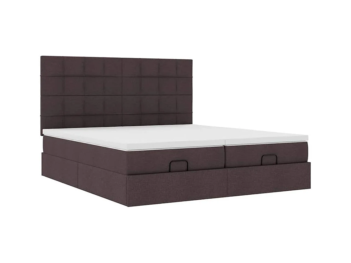 Cadre de lit ottoman avec matelas marron foncé 200x200 cm tissu