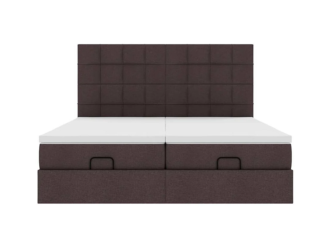 Cadre de lit ottoman avec matelas marron foncé 200x200 cm tissu