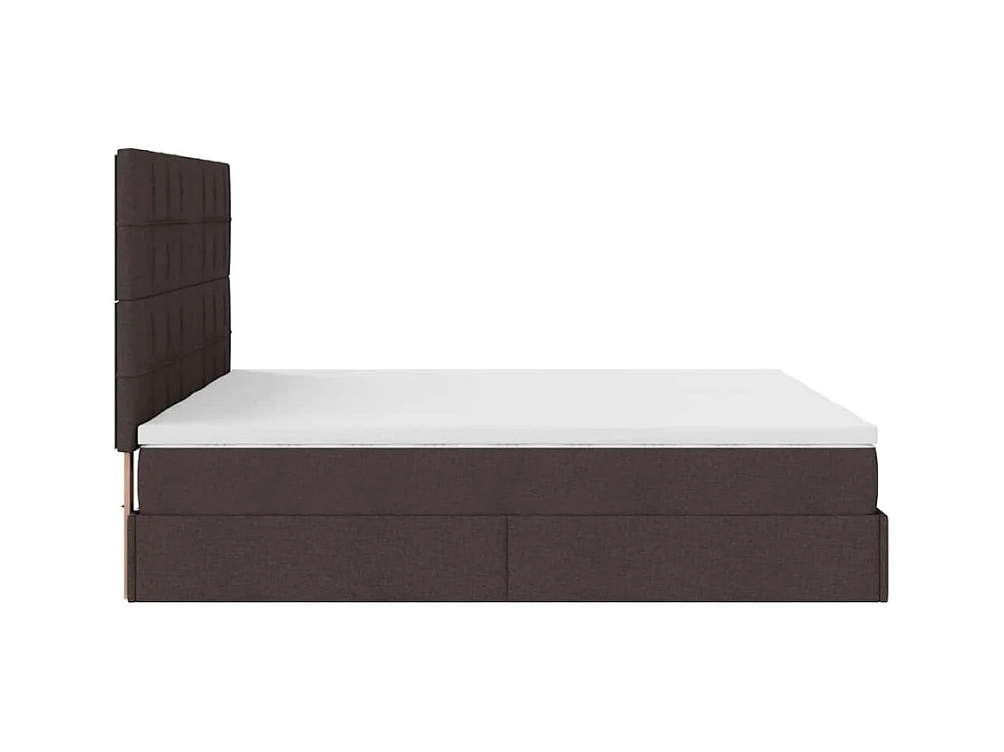 Cadre de lit ottoman avec matelas marron foncé 200x200 cm tissu