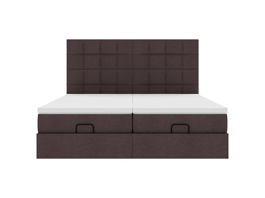 Ottoman-Bett mit Matratzen & LEDs Dunkelbraun 200x200 cm Stoff