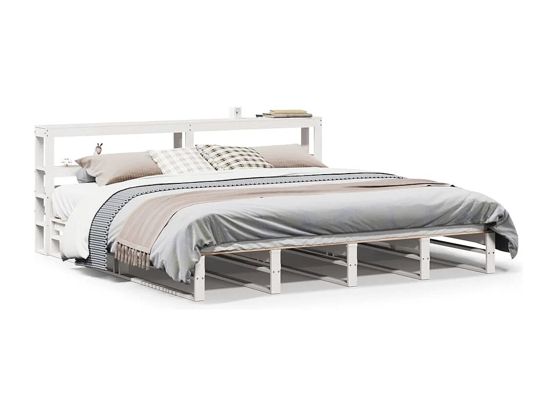 Bedframe zonder matras massief grenenhout wit 200x200 cm