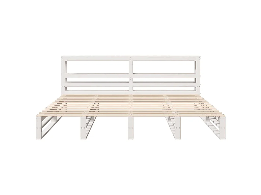Giroletto con Testiera Bianco 200x200 cm Legno Massello di Pino