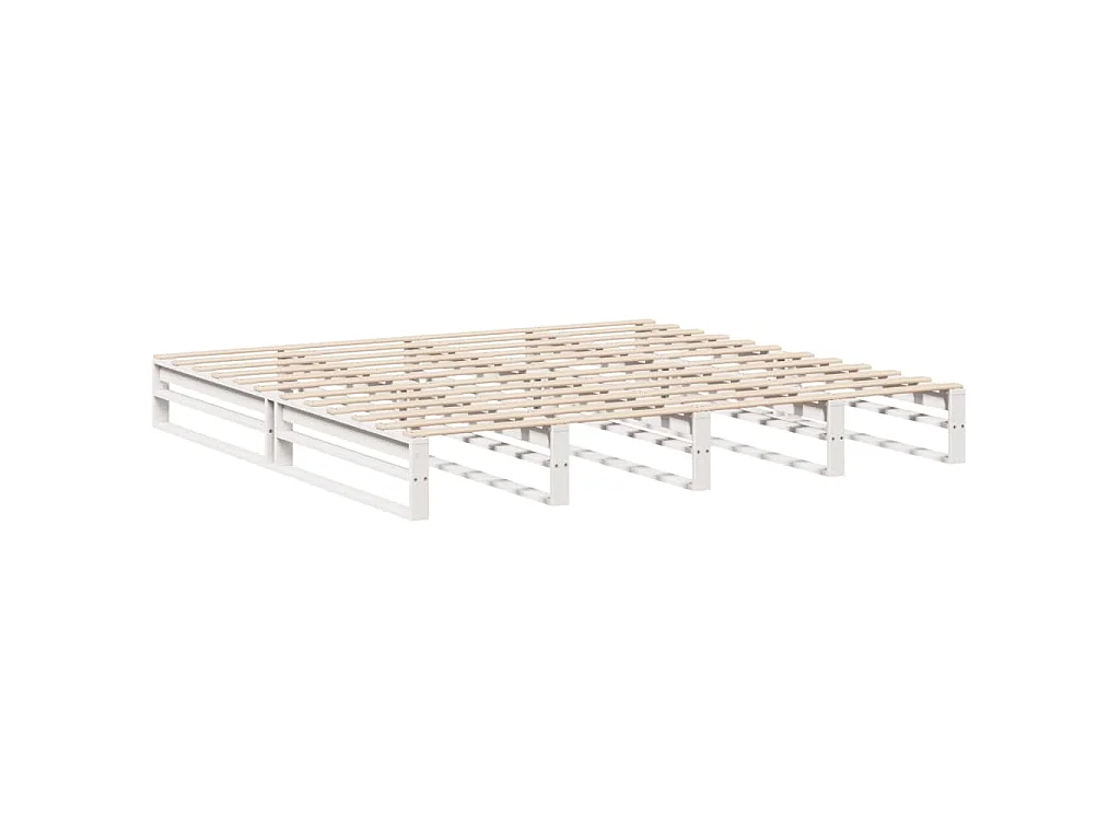 Giroletto con Testiera Bianco 200x200 cm Legno Massello di Pino