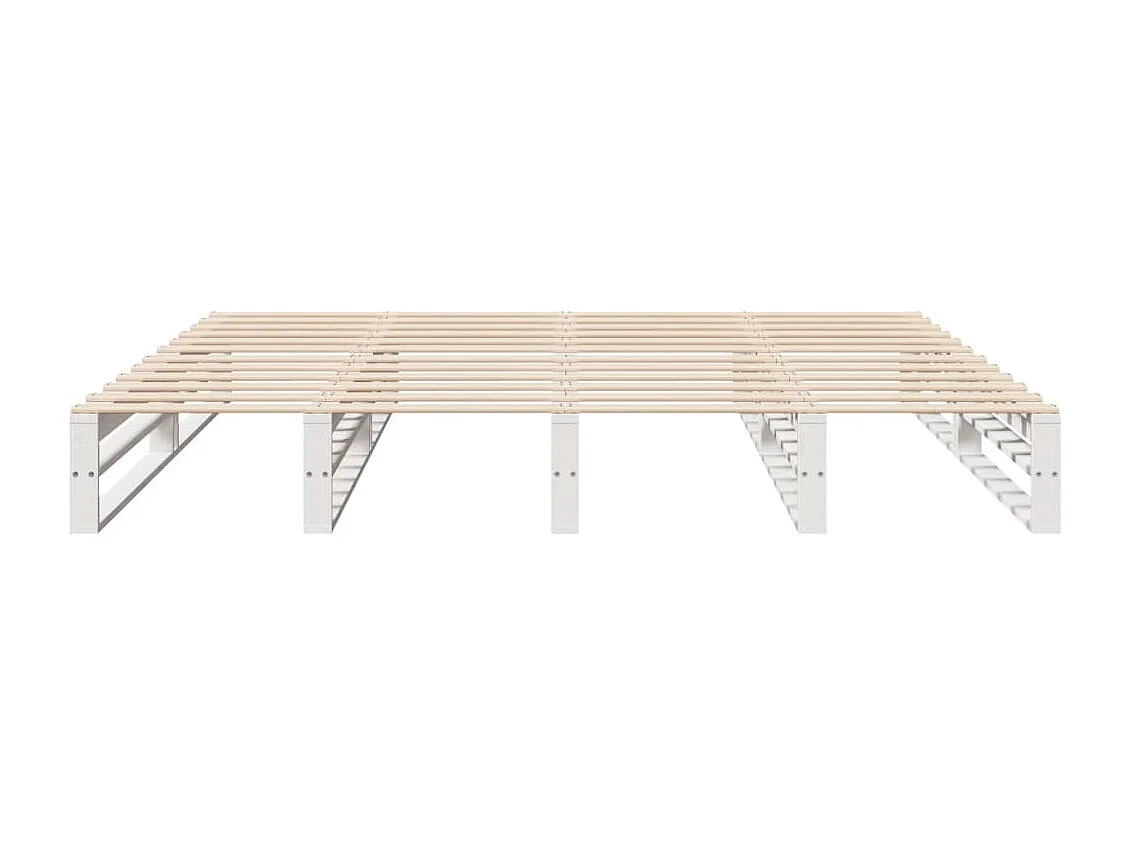 Giroletto con Testiera Bianco 200x200 cm Legno Massello di Pino