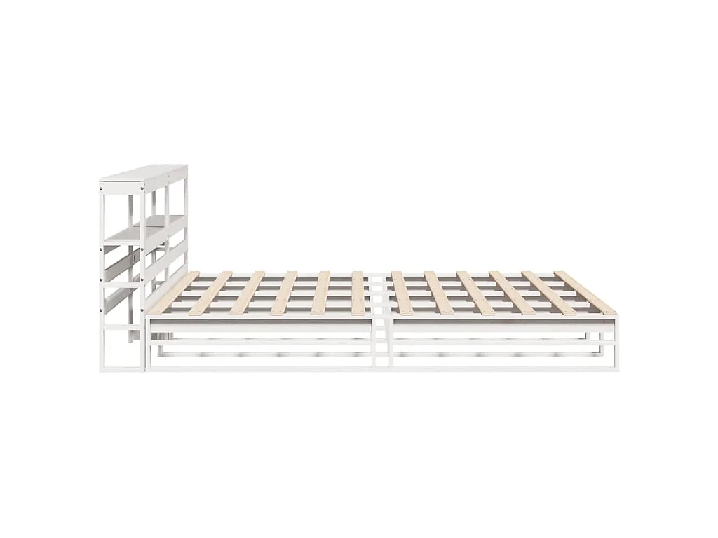 Giroletto con Testiera Bianco 200x200 cm Legno Massello di Pino