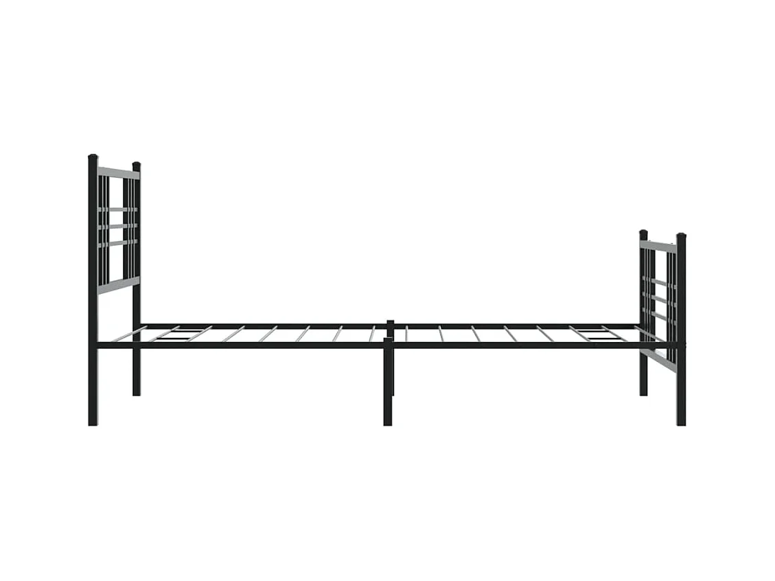 Cadre de lit métal sans matelas avec pied de lit noir 107x203cm