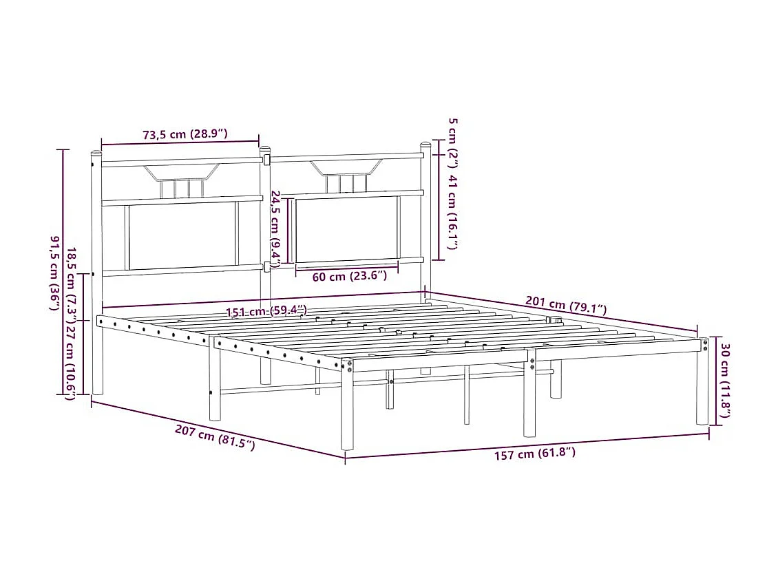 Bedframe zonder matras hout sonoma eikenkleurig 150x200 cm