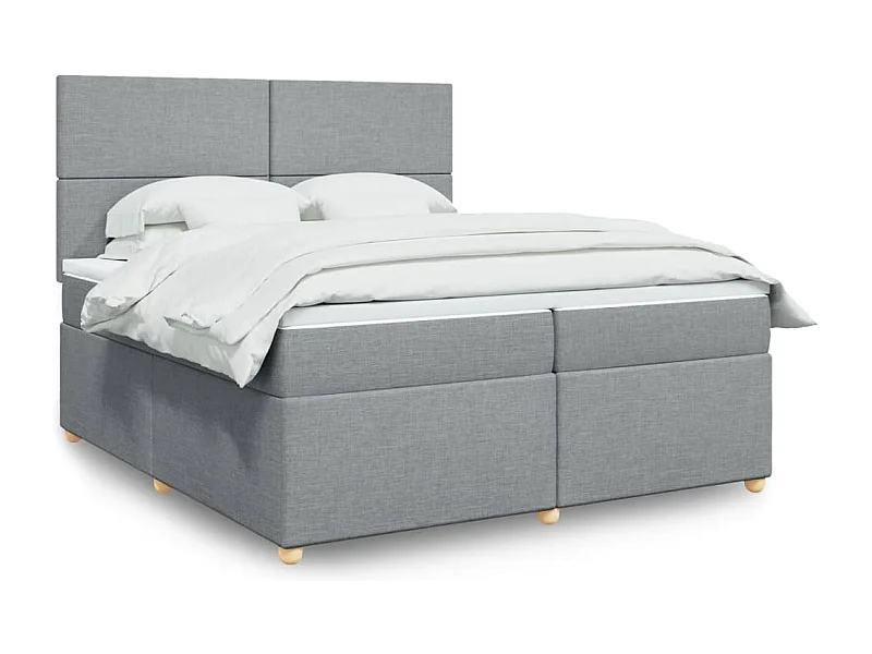 Boxspring met matras stof lichtgrijs 200x200 cm