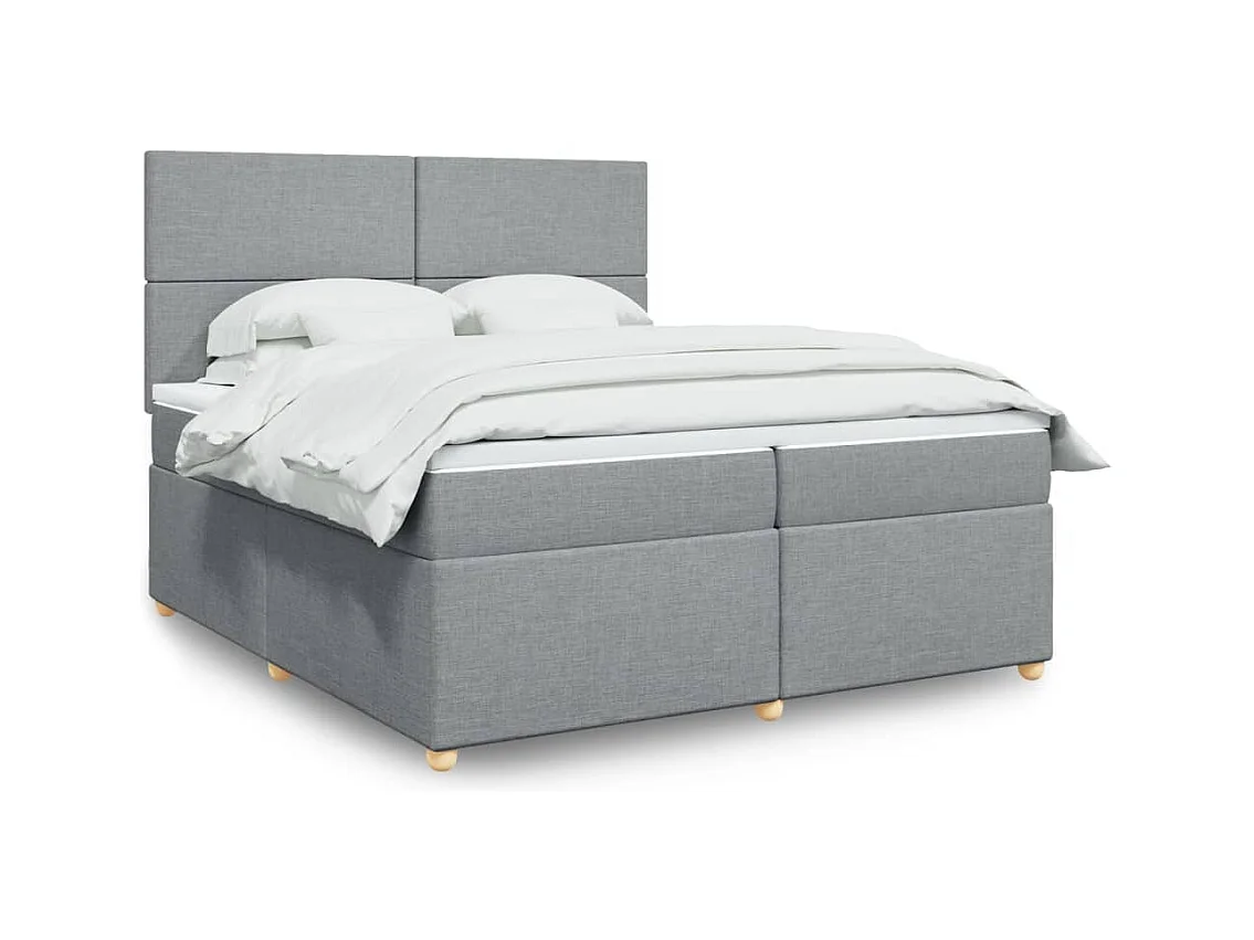 Boxspring met matras stof lichtgrijs 200x200 cm