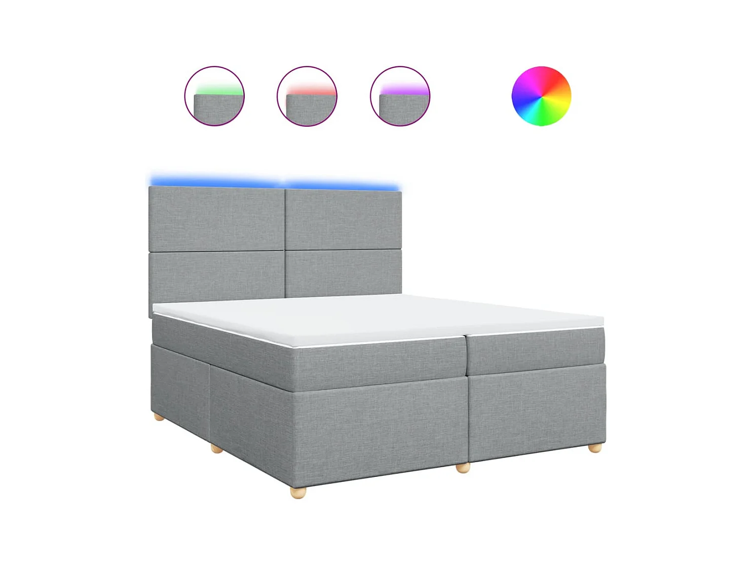Sommier à lattes de lit avec matelas Gris clair 200x200cm Tissu