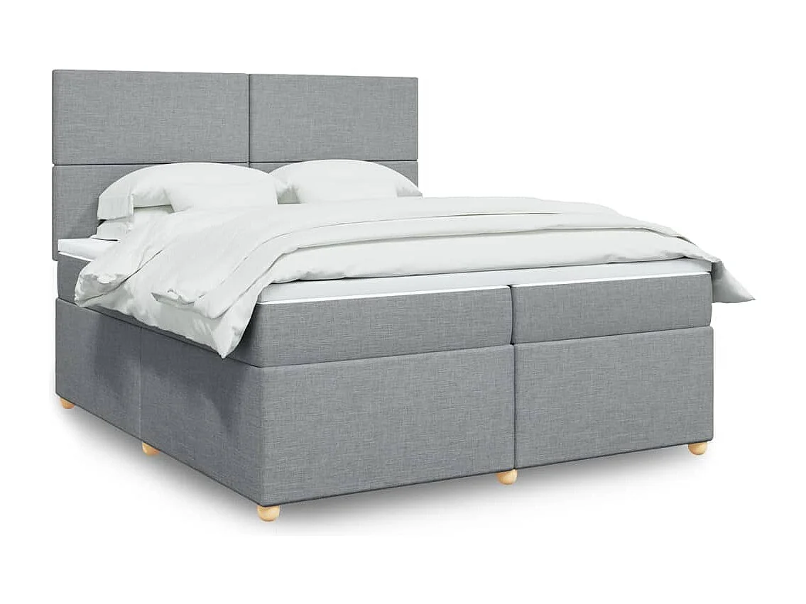 Boxspringbett mit Matratze Hellgrau 200x200 cm Stoff