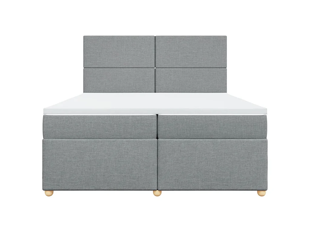 Cama box spring con colchón tela gris claro 200x200 cm