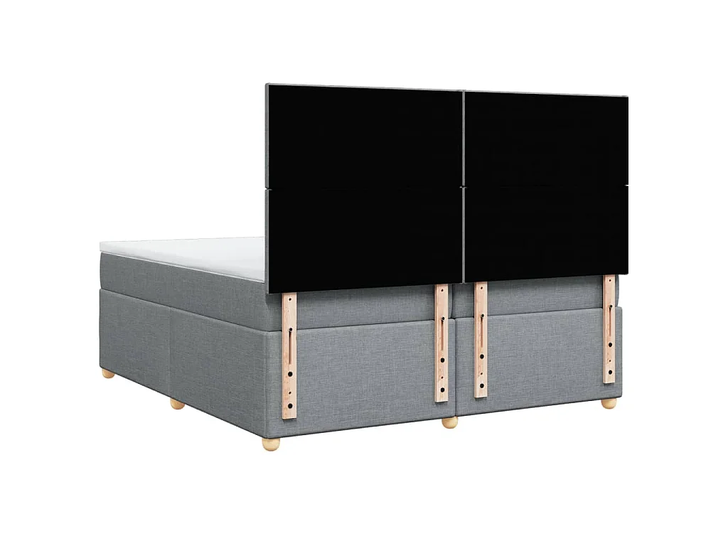Cama box spring con colchón tela gris claro 200x200 cm