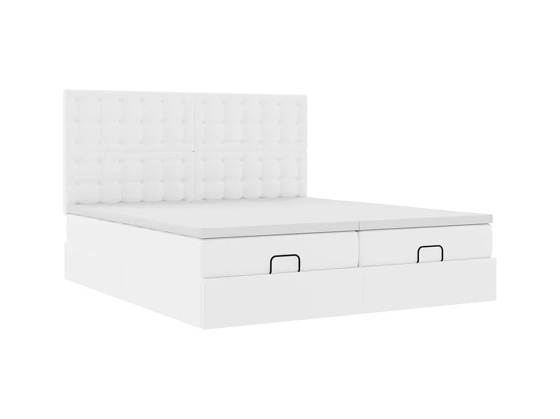 Ottoman-Bett mit Matratzen & LEDs Reinweiß 200x200cm Kunstleder