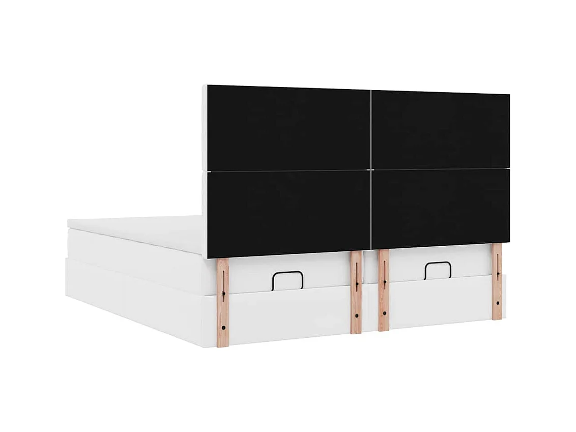 Ottoman-Bett mit Matratzen & LEDs Reinweiß 200x200cm Kunstleder