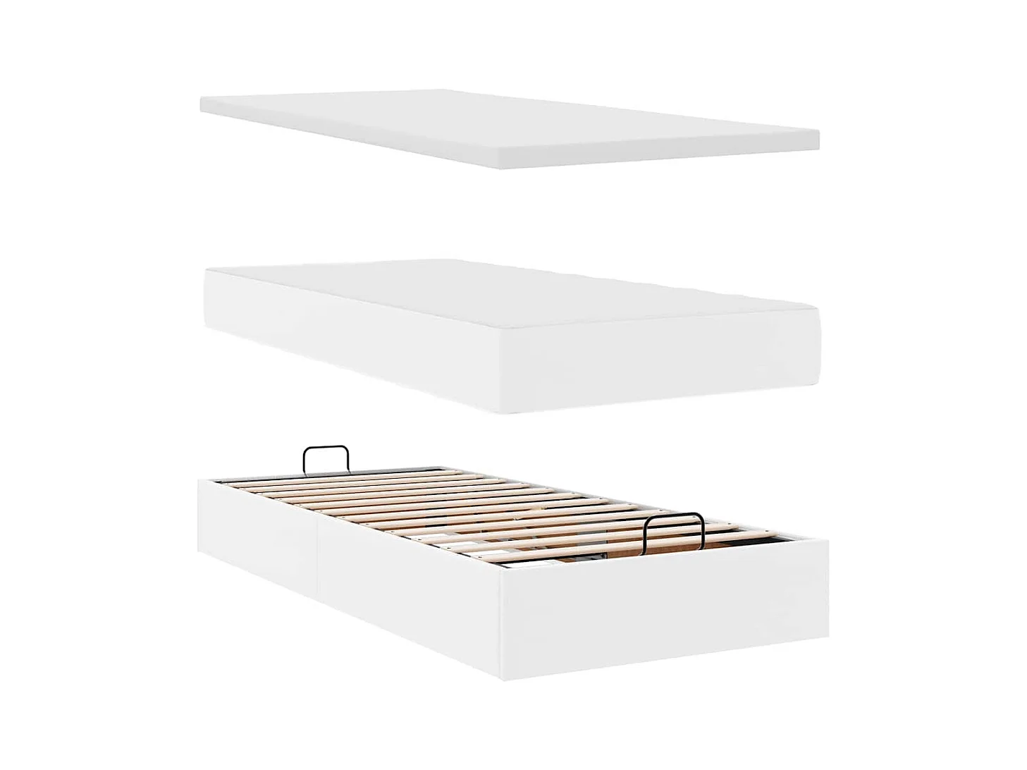 Ottoman-Bett mit Matratzen & LEDs Reinweiß 200x200cm Kunstleder