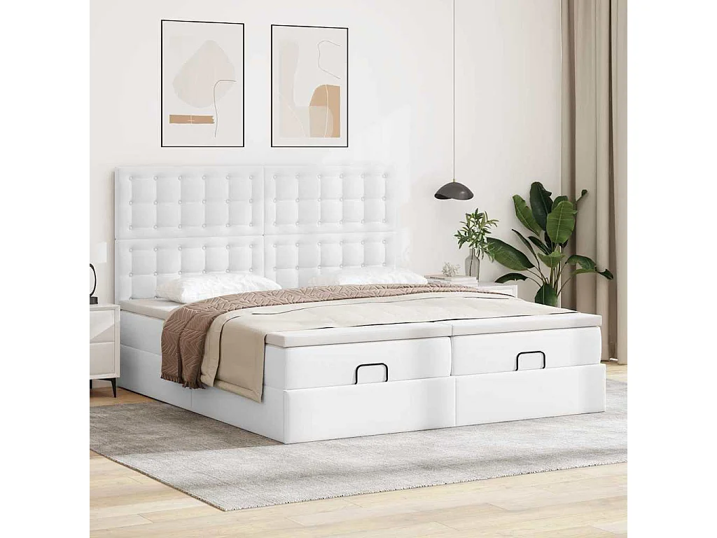 Struttura Letto Pouf con Materassi 200x200 cm Similpelle