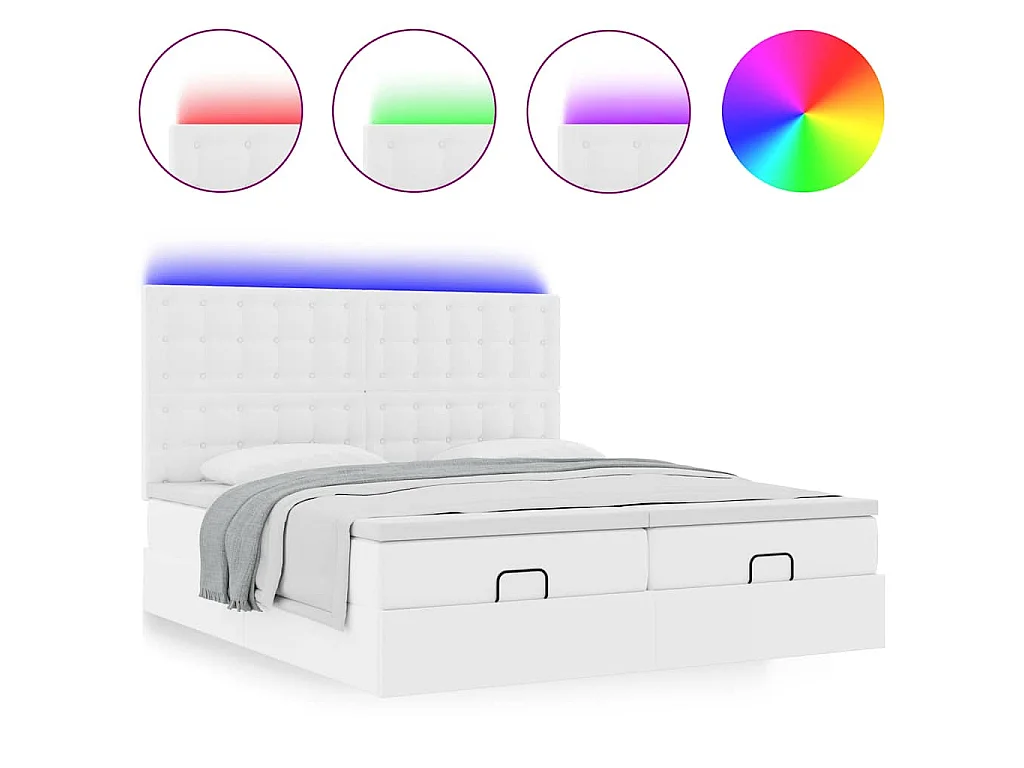 Struttura Letto Pouf con Materassi 200x200 cm Similpelle