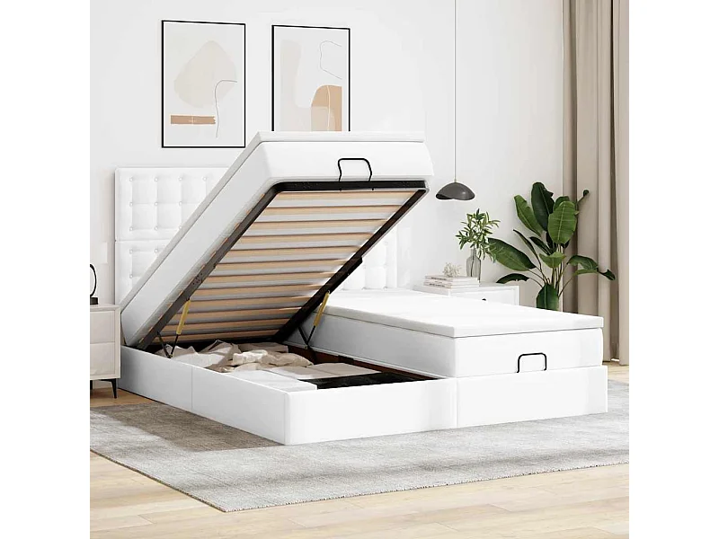 Ottoman bed met matrassen en LED's 200x200cm kunstleer