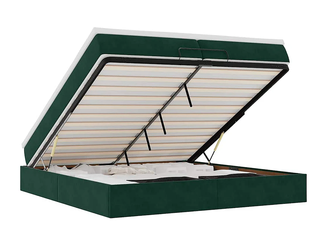 Cadre de lit ottoman avec matelas vert foncé 200x200 cm velours