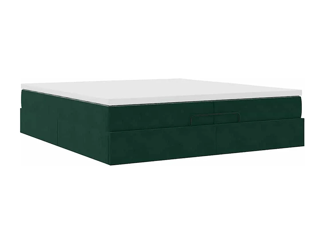 Cadre de lit ottoman avec matelas vert foncé 200x200 cm velours