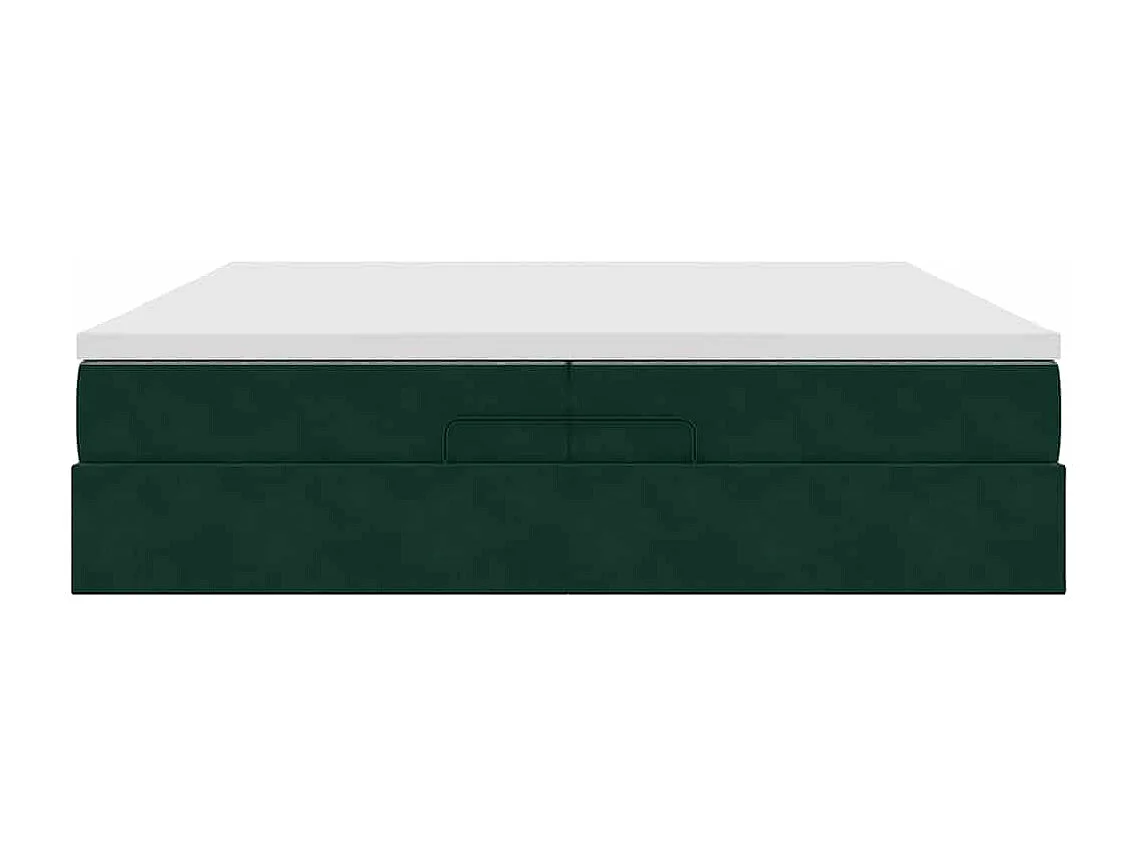 Cadre de lit ottoman avec matelas vert foncé 200x200 cm velours