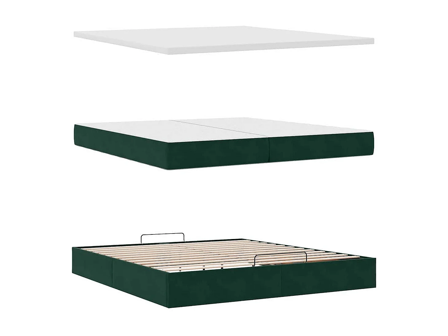 Cadre de lit ottoman avec matelas vert foncé 200x200 cm velours