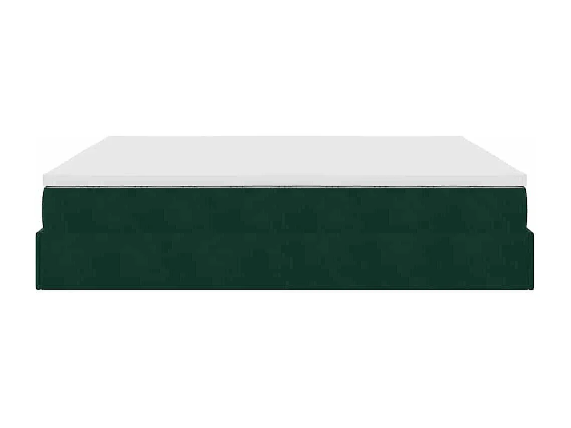 Cadre de lit ottoman avec matelas vert foncé 200x200 cm velours