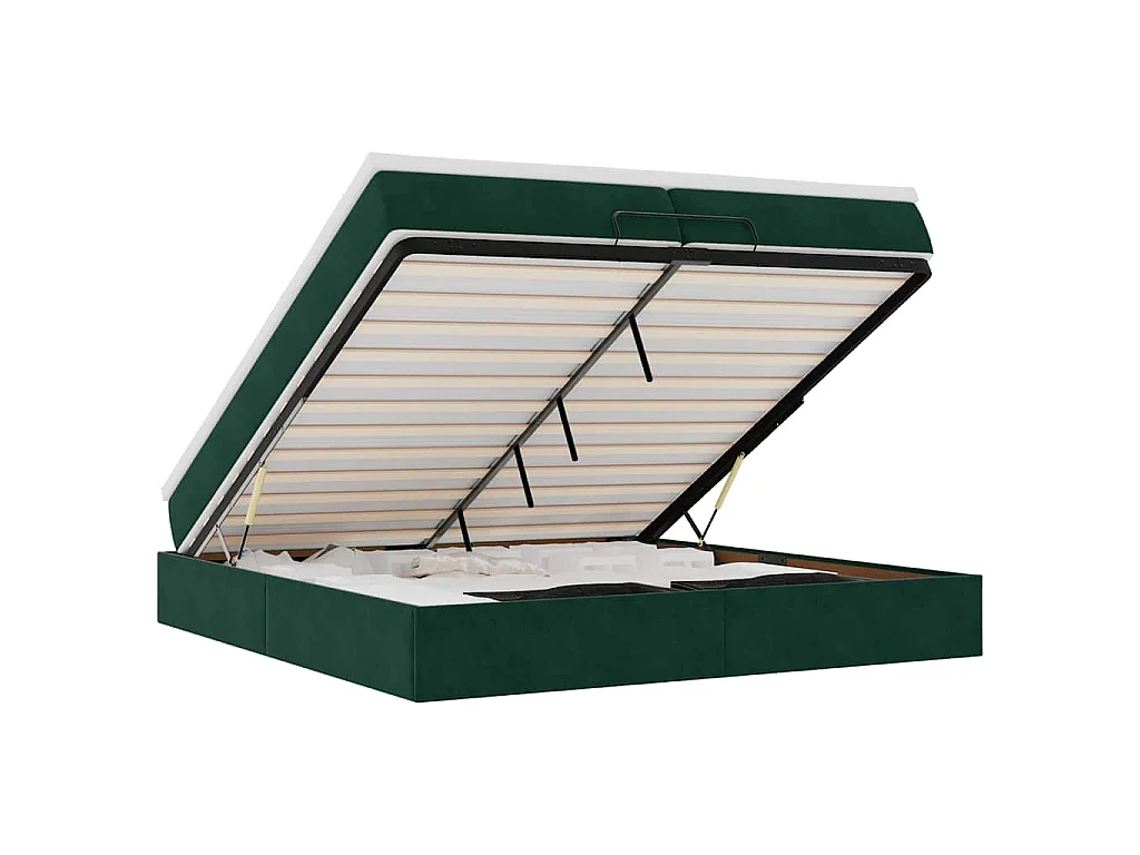 Ottoman bed met matrassen 200x200cm fluweel donkergroen