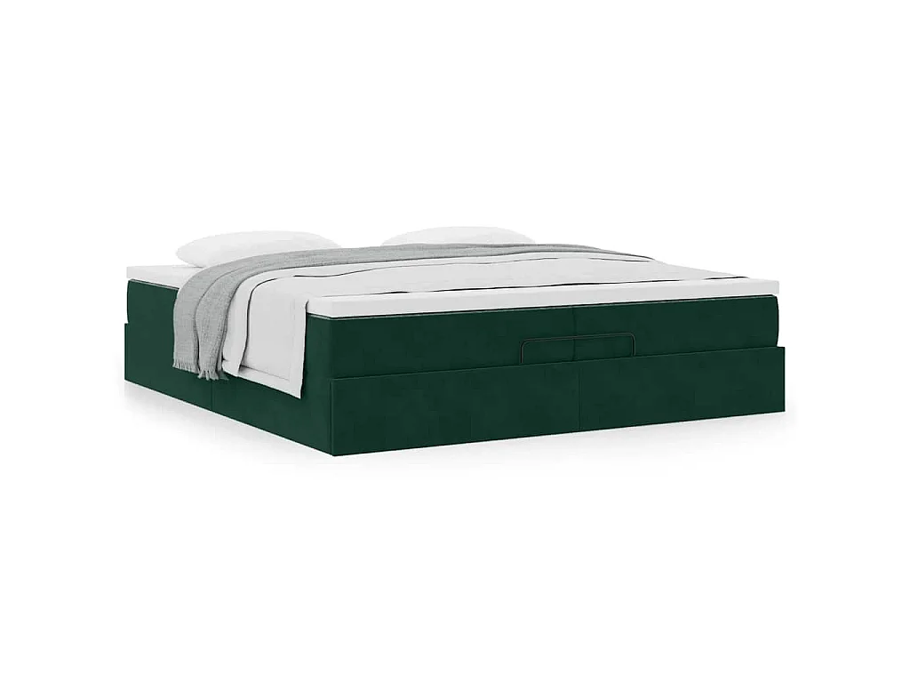 Ottoman bed met matrassen 200x200cm fluweel donkergroen