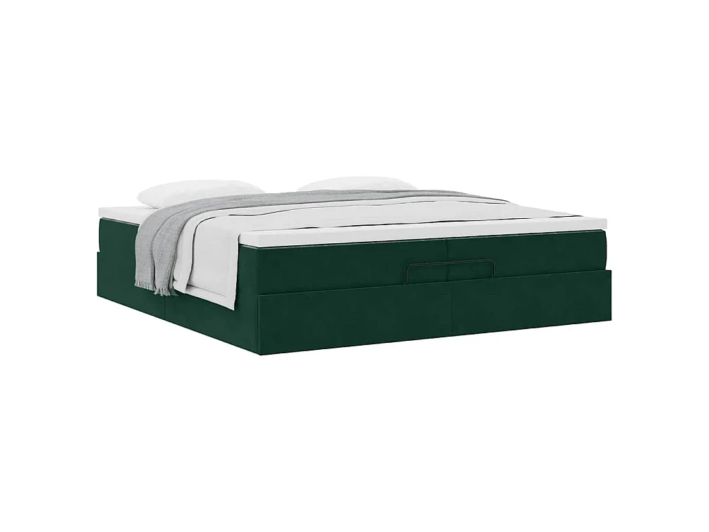 Ottoman bed met matrassen 200x200cm fluweel donkergroen