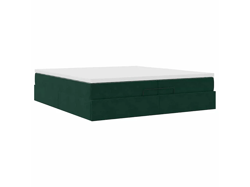 Ottoman bed met matrassen 200x200cm fluweel donkergroen
