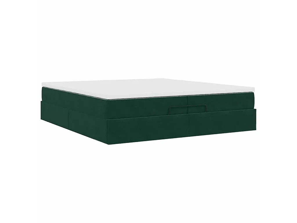 Ottoman bed met matrassen 200x200cm fluweel donkergroen