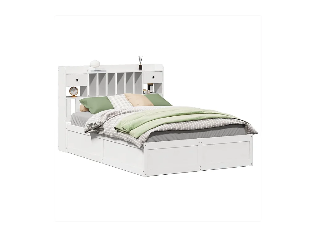 Cadre de lit sans matelas blanc 150x200 cm bois de pin massif