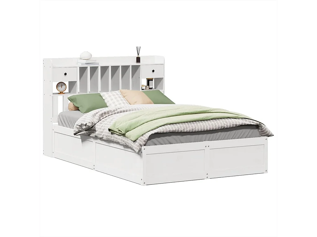 Bedframe zonder matras massief grenenhout wit 150x200 cm