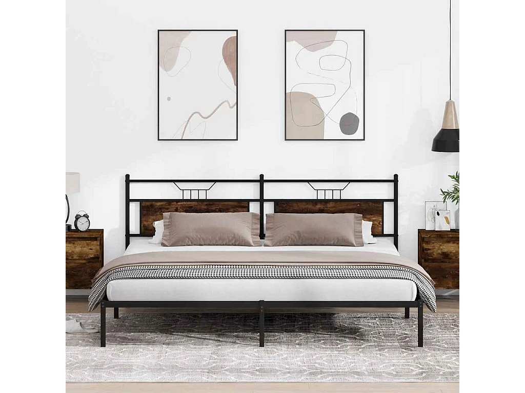 Estructura de cama sin colchón roble ahumado 193x201 cm