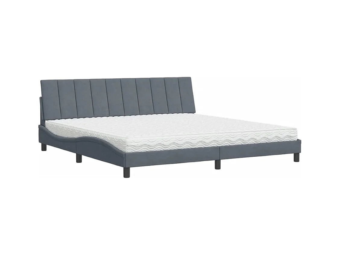 Cama con colchón terciopelo gris oscuro 200x200 cm