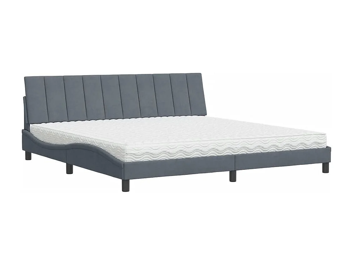Letto con Materasso Hanko Grigio Scuro 200x200 cm Velluto
