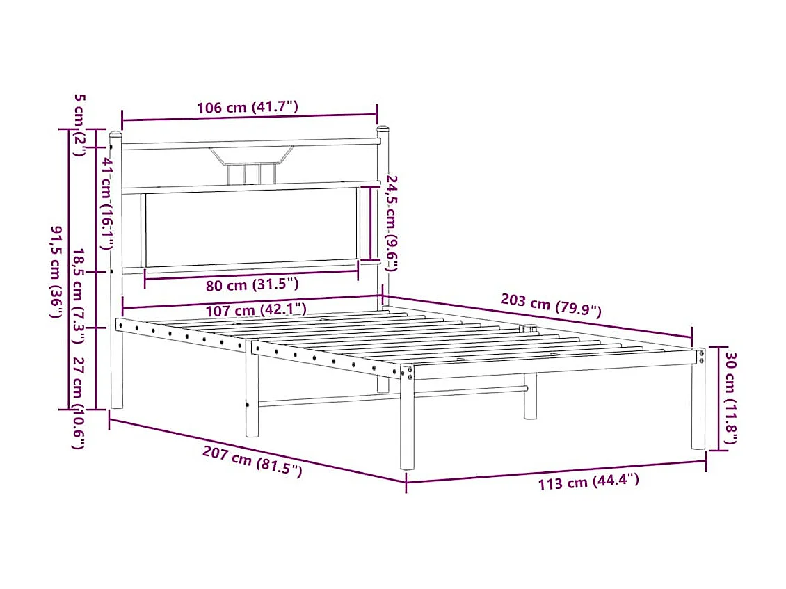 Bedframe zonder matras spaanplaat gerookt eikenkleurig