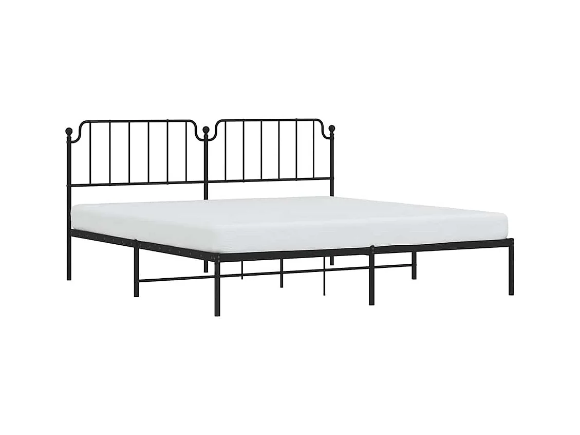 Cadre de lit métal sans matelas avec tête de lit noir 193x203cm