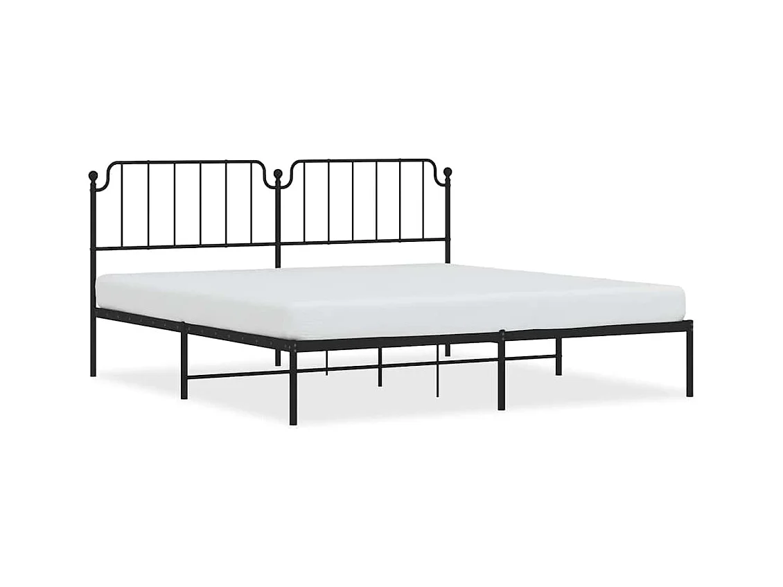 Cadre de lit métal sans matelas avec tête de lit noir 193x203cm