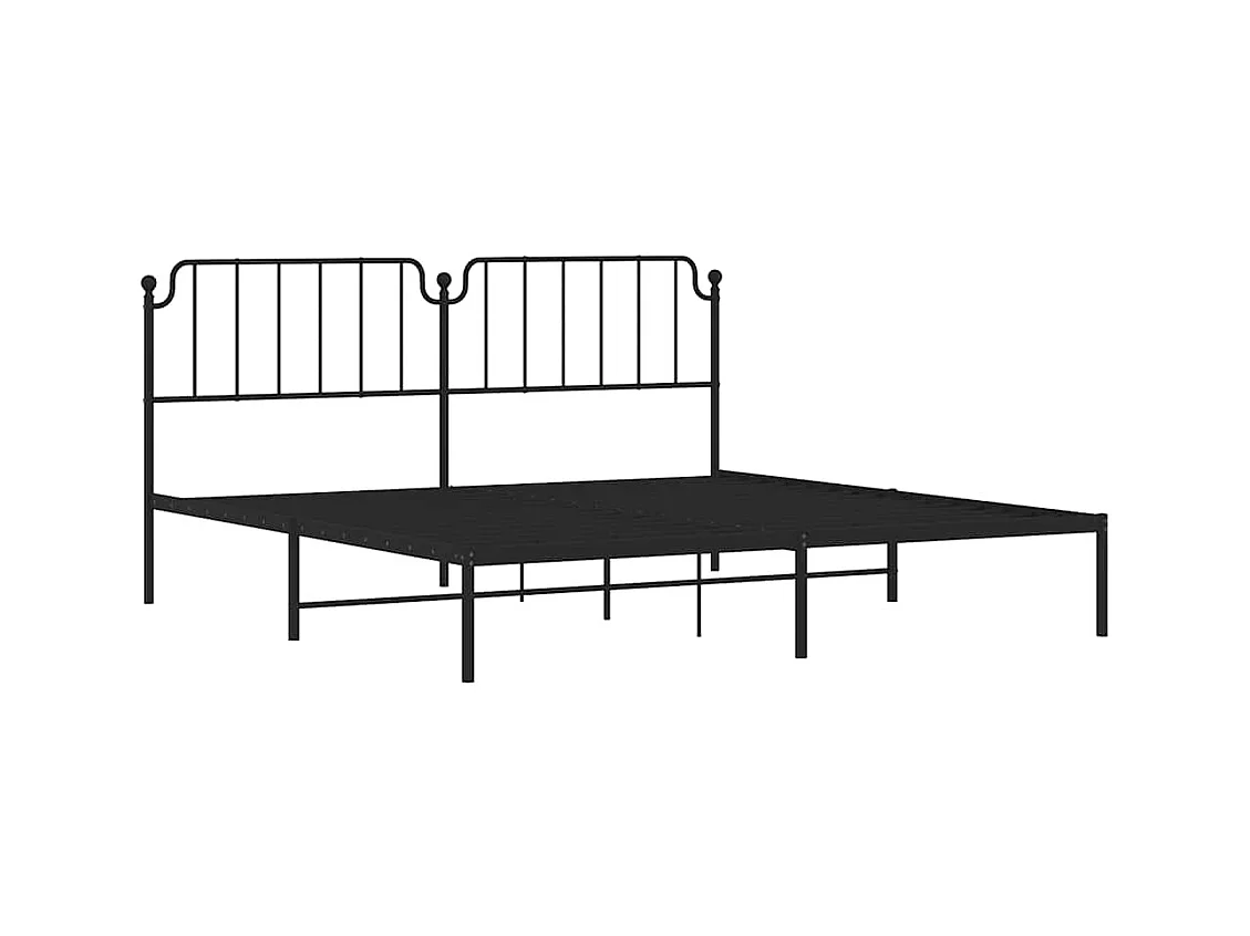 Cadre de lit métal sans matelas avec tête de lit noir 193x203cm
