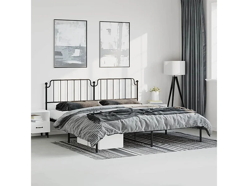 Estructura cama sin colchón con cabecero metal negro 193x203 cm