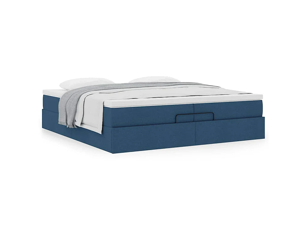 Ottoman-Bett mit Matratzen Blau 200x200 cm Stoff